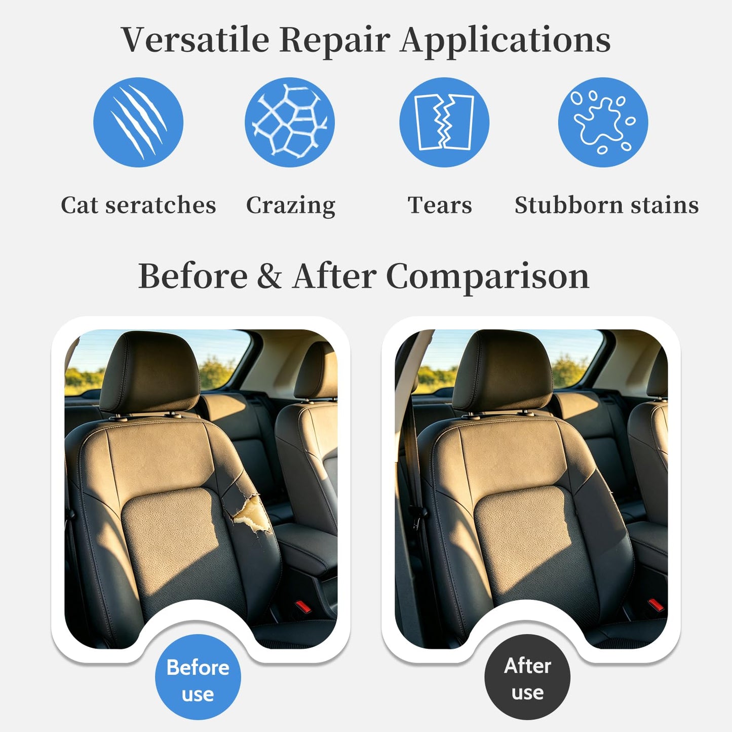 Fadoub Leather Repair Patch Tape Self-Adhesive, 8x11In Heavy Duty Vinyl Patch, Leather Repair Kit for Furniture, Sofa, Couch, Office Chair, Car Seat, Car Interior((Chestnut Brown)