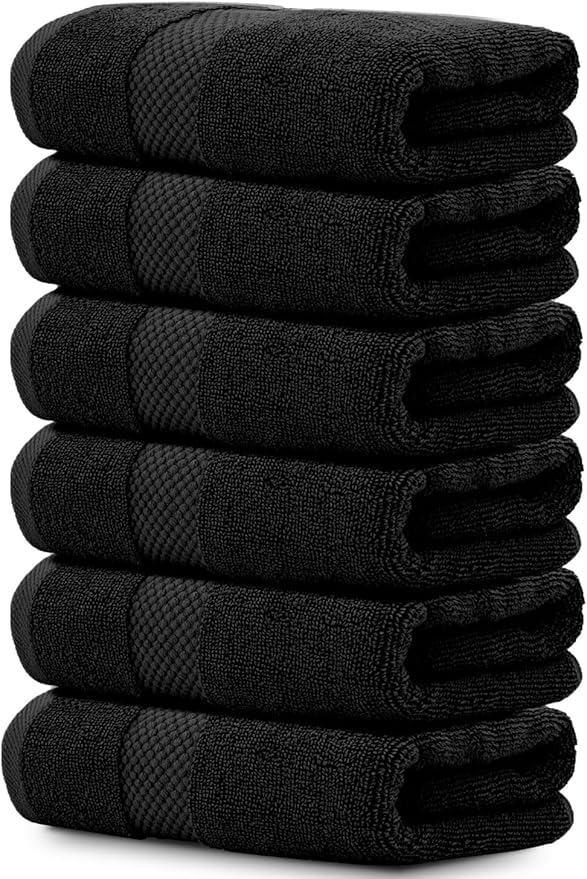 White Classic Luxury Black Hand Towels