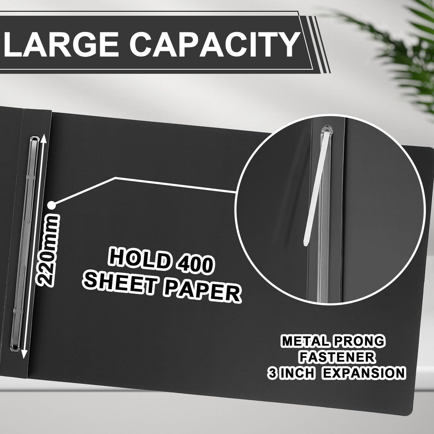 gisgfim 40 Pcs 11'' x 17'' Pressboard Report Cover 3" Capacity Metal Prong Paper Fastener with Compressor Presentation Binder Folder to Neatly Bind Reports Proposals Transcripts Document(Black)