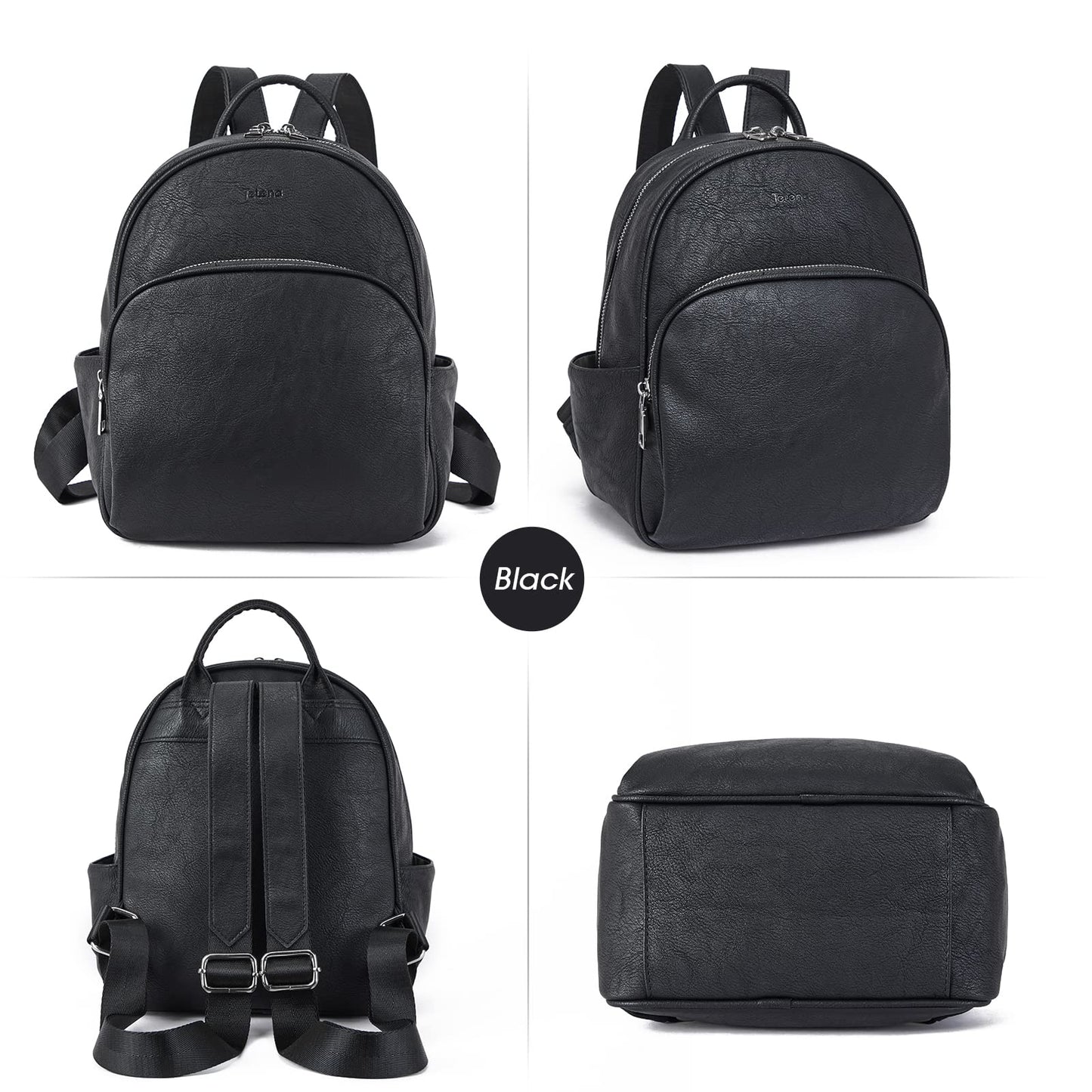 Telena Small Backpack Purse for Women Cute Mini Leather Travel Shoulder Bags Black