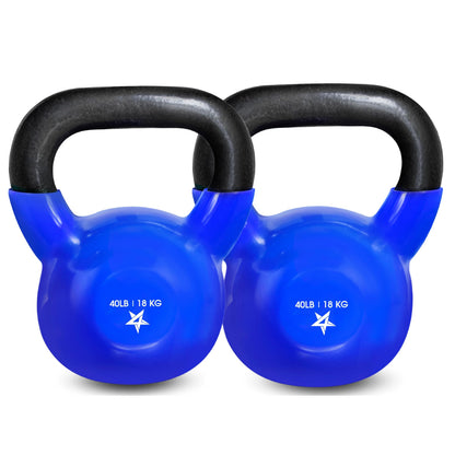 Yes4All Kettlebell, 5-100 LB Vinyl Coated Cast Iron Strength Training Kettlebells for Home Gym Exercises, Fitness, Full Body Workout Equipment, Push Ups, and Grip Strength