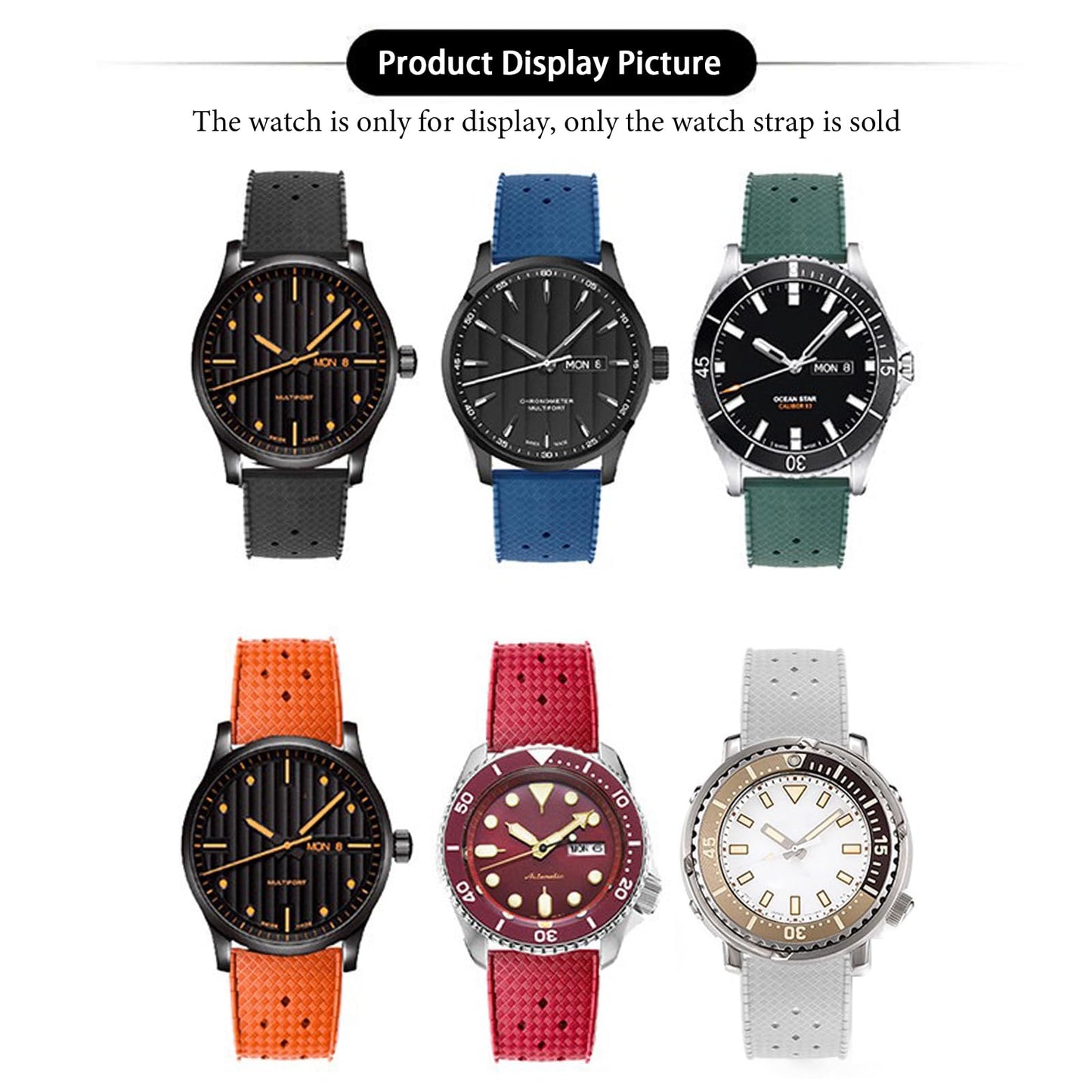 Nizonlaie FKM Rubber Watch Band Tropical Style Quick Release Fluororubber 18mm 20mm 22mm Watch band Soft Breathable Durable Sporty FKM Rubber Watch Strap Replacement Band Strap Men Women