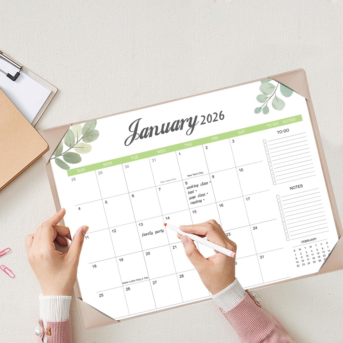 Desk Calendar 2026-2027 with Desk Mat – 22" x 17" Large Desk Pad Calendar Runs from January 2026 to June 2027, Office Supplies Desktop Monthly Calendar for Home & Office
