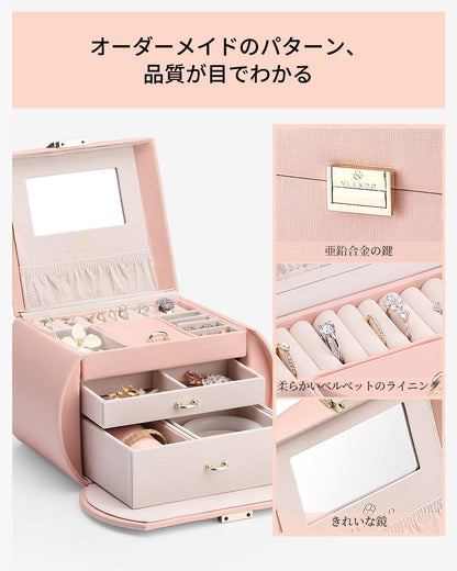 Vlando Princess Style Jewelry Box for Girls Jewelry Box Girls 12-14 3-Layer Kids Jewelry Box with Mirror Little Girls Jewelry Box 8-12 Birthday Gift for Teens Girls (Pink)