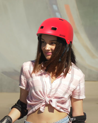 OutdoorMaster Skateboard Cycling Helmet - Two Removable Liners Ventilation Multi-Sport Scooter Roller Skate Inline Skating for Kids, Youth & Adults - S - Red