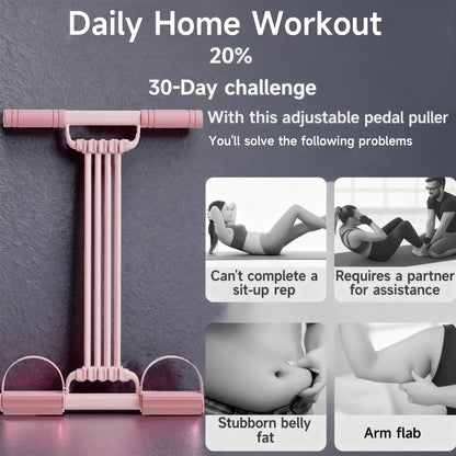 3 in 1 Adjustable Pedal Resistance Band, 8-Tube Multifunction Tension Rope, Natural Latex sit-up Trainer Resistance Band Suitable for Fat Loss and Full-Body Shaping Workout (8-Tube Purple)