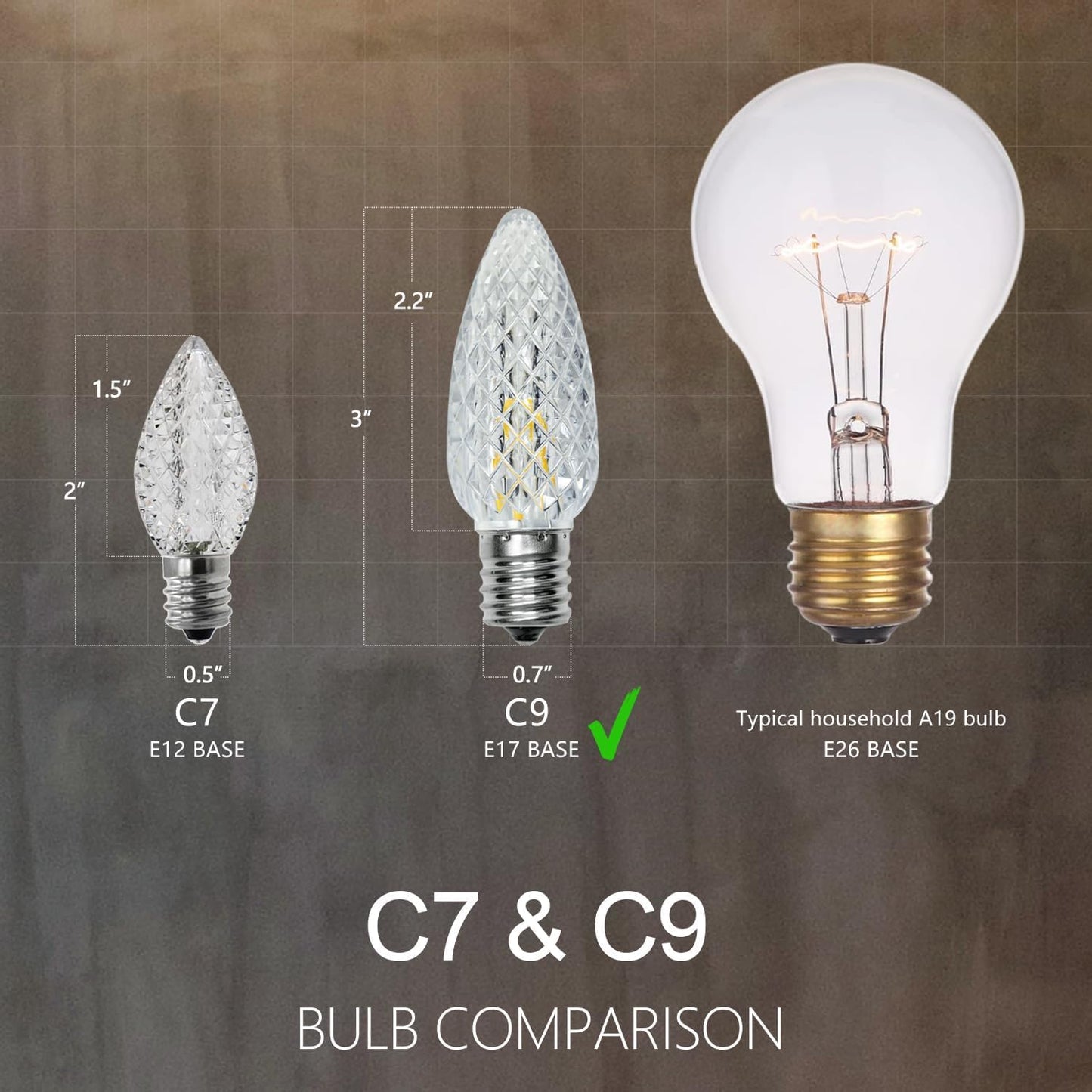 EMYMLITE C9 LED Christmas Light Bulbs, Shatterproof & Waterproof C9 LED Replacement Bulbs, 2700K Warm White Holiday Decor for Indoor & Outdoor Use, E17 Base (Warm White 100Pack)