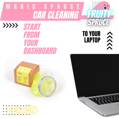 MAGIC SPRUCE Car Cleaning Gel Kit for Car Interior, High End Lemon Scented Cleaning Putty in Classy Jar, Detailing Cleaning Gel Universal Dust Cleaner, for Keyboard Apple Laptop, Car cleaning Supplies