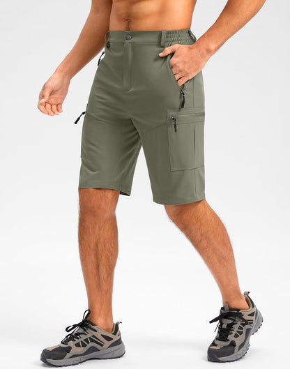 Pudolla Men's Hiking Shorts 11" Lightweight Cargo Work Shorts for Men Summer Travel Golf Casual Outdoor with 5 Pockets(Grey Sage X-Large)