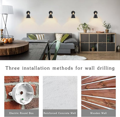 Wall Sconce Lighting Fixture with Metal Shade, On/Off Switch, Indoor Decor Wall Mount Swing Arm Lamp for Bedroom,Hallway,Living Room,Reading, Black