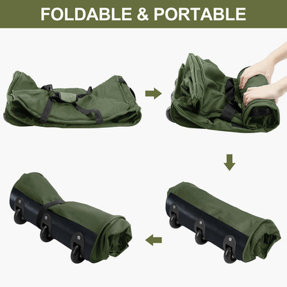 Finnhomy 120L Foldable Rolling Duffel Bag with 3 Wheels, Light Weight Travel Duffel bag with Large Loading Capacity, 32 inch Rolling Duffel bag with Shoulder Strap for Travel Camping Sports, Green
