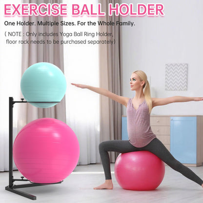 KOMOHOM Wall Mount Stability Ball Storage Rack for 26" Large Balls, Adjustable Heavy Duty Exercise Ball Holder for Home Gym, Metal Bracket for Yoga Ball, Swiss Ball, Physio Ball, Medicine Ball
