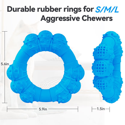 DAOZIJI Indestructible Dog Chew Ring Toys for Aggressive Chewers, Super Chewer Dog Toys for Medium Large Dogs, Puppy Teething Rings for Relax, Interactive Dogs Ring Toy, Heavy Duty Dogs Teething Toy