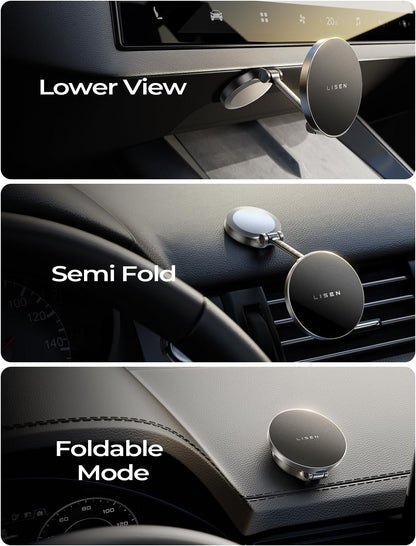 LISEN for iPhone 17 Magsafe Car Mount Charger, 15W Fast Charging Magnetic Wireless Car Charger [Mini & Metal], 2025 Ultra Magnetic Car Phone Holder Dashboard for iPhone 17 Pro Max Air 16 15 14
