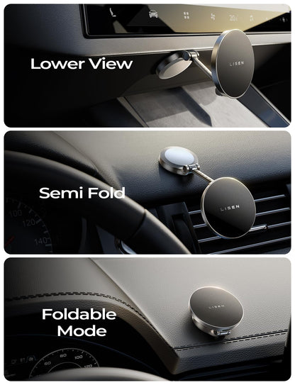LISEN for Magsafe Car Mount Charger, 15W Fast Charging Magnetic Wireless Car Charger [Mini & Metal], 2025 Ultra Magnetic Car Phone Holder Dashboard for iPhone Car Mount for iPhone 16e Pro Max 15 14 13