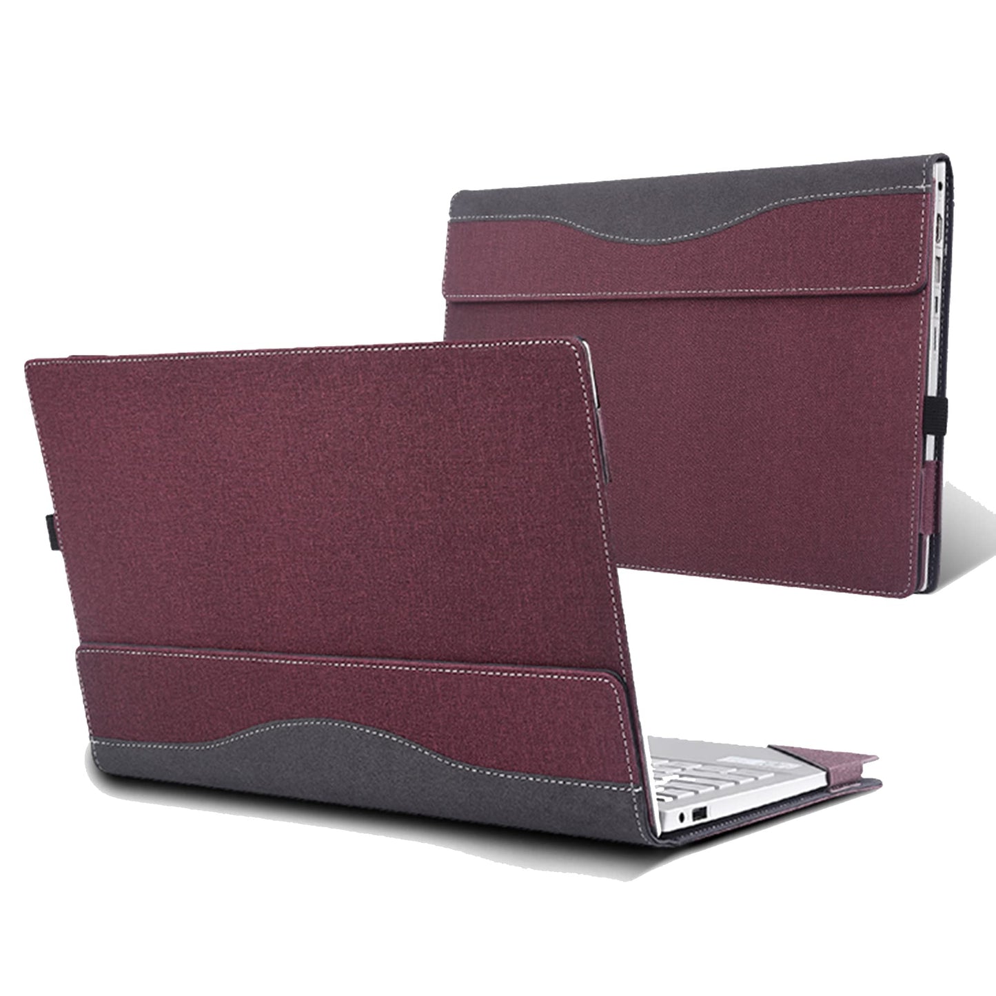 Laptop Case for DELL Latitude 5550 2-in-1 |Latitude 5540 5530 5520 Laptop All Inclusive Drop Case 15.6" PU Leather Inside Pocket Cover (Wine red)