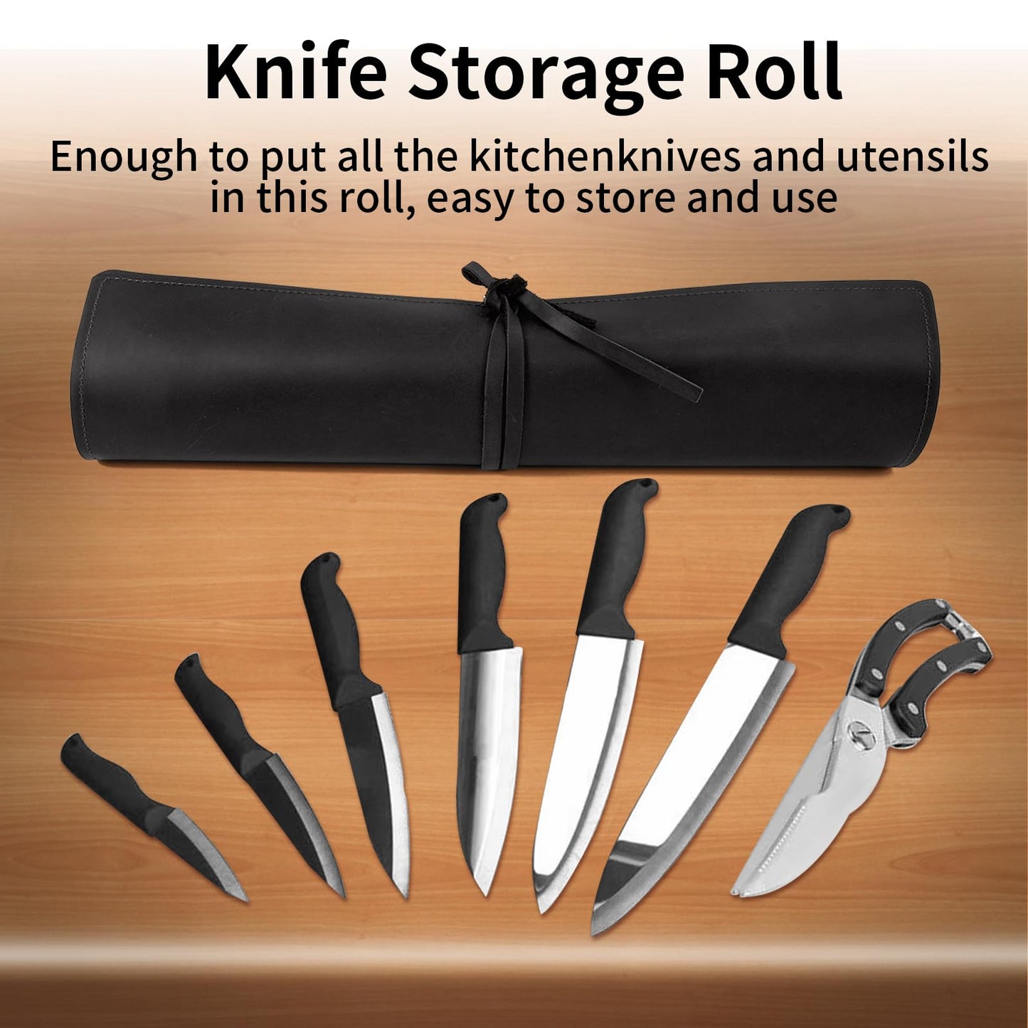 Genuine Leather Knife Roll, Knife Bags for Chefs Professional, Small Chef'S Knife Case Holder, Knives Holders Protectors with 7 Slots