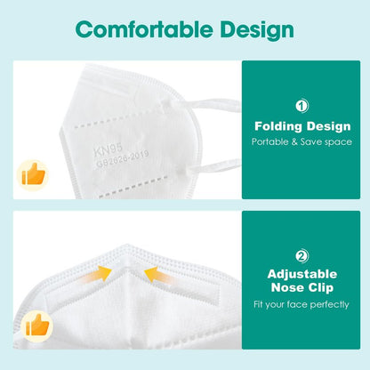 LEMENT KN95 Face Masks,100 Pack Breathable Cup Dust Disposable Masks For Adults,5 color