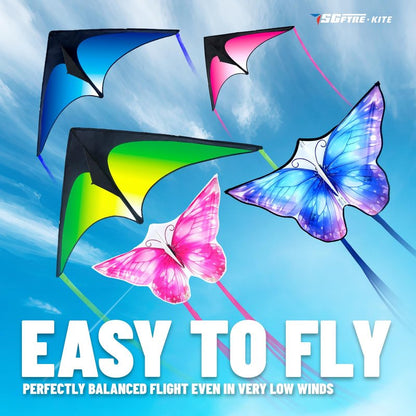 SGftre 3 Piece Set Butterfly Delta Octopus Kites for Kids and Adults，Easy to Fly for Outdoor Adults Children Line Kite for Kids Toy (3 Gradient Grassland+2 Butterfly, 5)