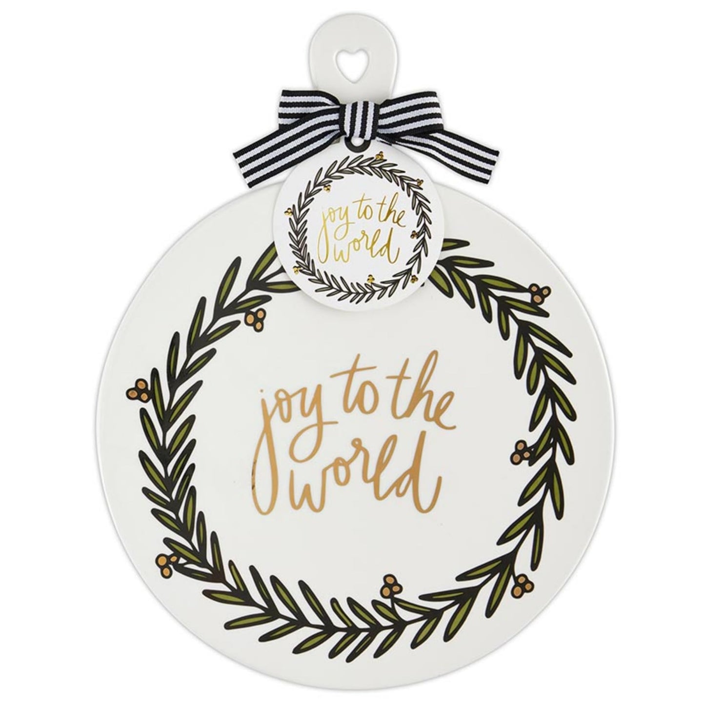 Santa Barbara Design Studio Cheese Plate - Ceramic Christmas Snack Dessert Tray, 13" x 10", Joy To The World