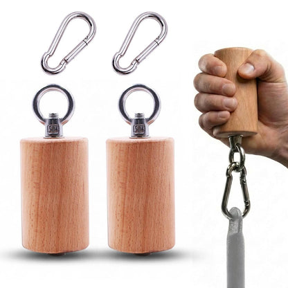 Lights Mountain Wooden Grip Handle for Forearm & Climbing Training, Compact Cylindrical Open-Hand Grip with Stainless Steel Ring, Beech Wood Endurance Grip for Cable Machine & Pull Training