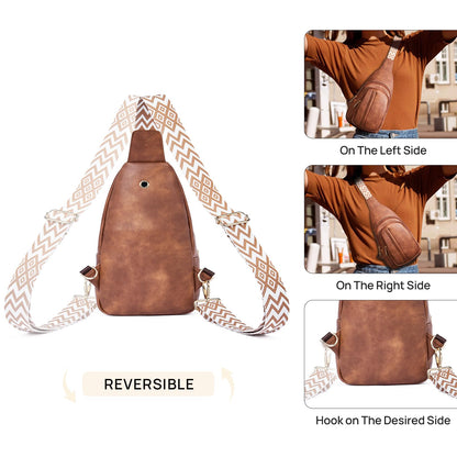 Telena Crossbody Sling Bags for Women, PU Leather Fanny Packs Cross Body Bag for Woman