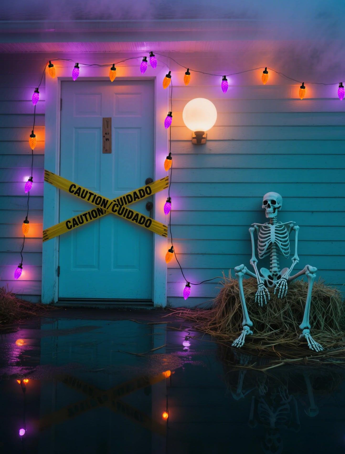 Halloween C9 String Lights Outdoor, 26.4Ft C9 Halloween Decorations Lights with 50 LED Orange and Purple Lights Waterproof, Hanging Plug in Lights String for Outside Holiday Party Patio Yard Decor