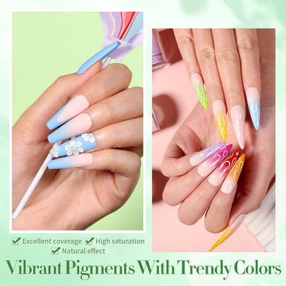 BORN PRETTY Acrylic Nail Kit - Acrylic Powder (Clear, White, Pink) & Liquid Set with Nail Forms, Brush Pen, File & Glass Container - Beginner Friendly