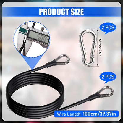 TOBWOLF 2PCS 39" Gym Extension Cable, Fitness Cable Extension Compatible with Bowflex Home Gym Accessories, Replacement Gym Cables Machine Extension for LAT/Tricep Pull Down & Leg Extensions Machine