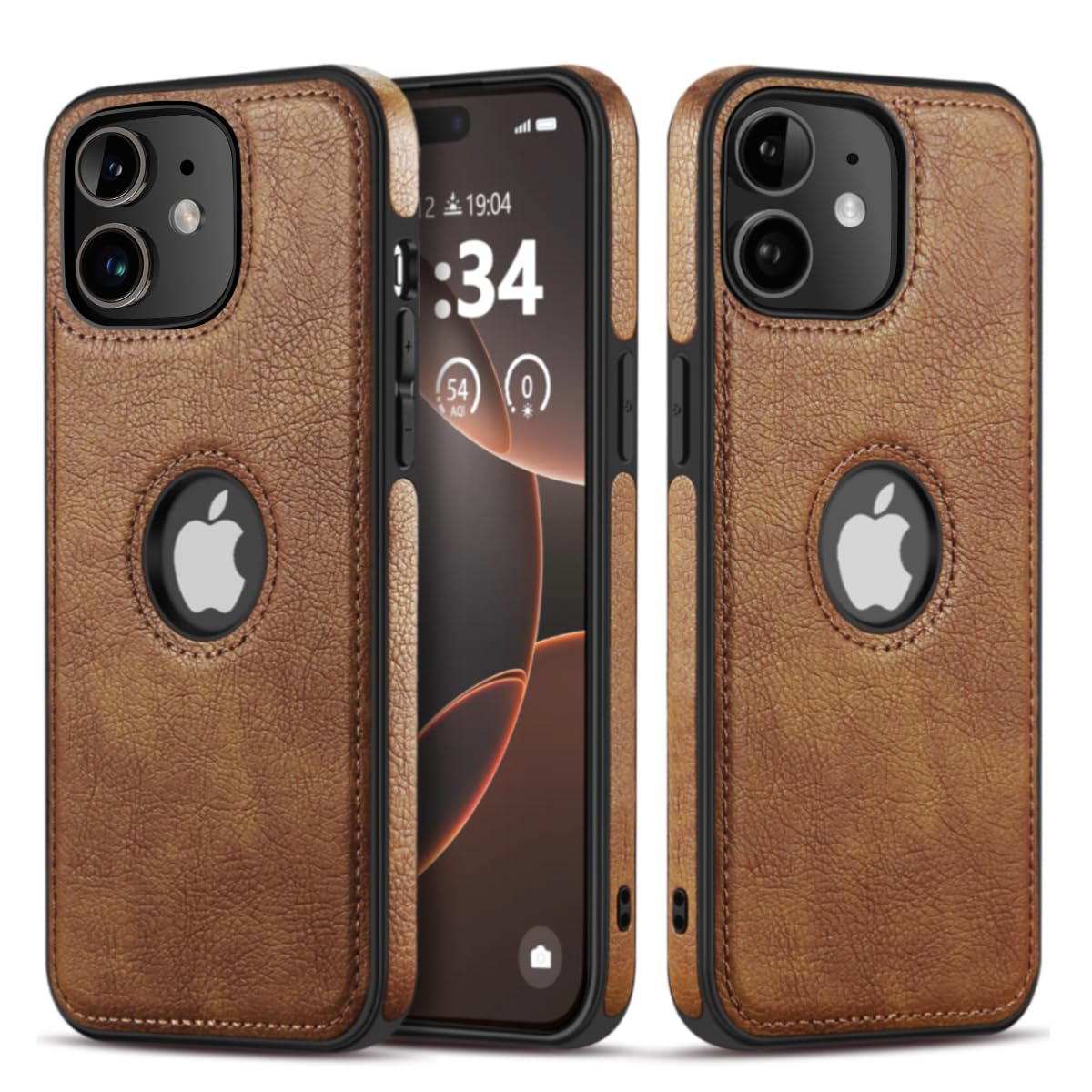 DOGODON Design Compatible with iPhone 11 Case Luxury Leather Business Vintage Slim Non-Slip Soft Grip Shockproof Protective Cover (2019) 6.1 Inch (Brown)