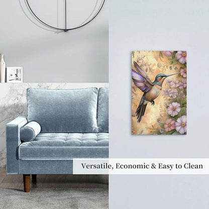 Decorative Art Light Switch Covers Blossom & Hummingbird 1 Gang No Device Blank Switchplate Electrical Faceplate for Home Decor