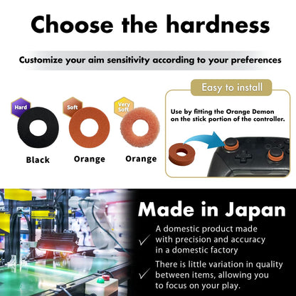 OniAim Precision Rings Orange Demon AIM Assist Motion Control Accessories for PS5, PS4, Xbox series, PC Gamepads, Switch Pro Controller & Scuf Controller Made in Japan (6 rings) (Assorted 3-Level)