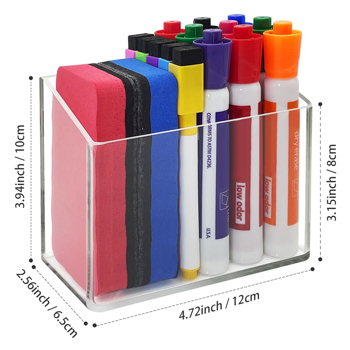 VieFantaisie Magnetic Glass Whiteboard Pen Holder, Magnetic Dry Erase Marker Holder for Fridge, Whiteboard, Desk Locker Organizer Accessories, Office, Home, 1 Pack