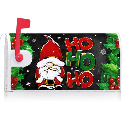 Texupday Ho Ho Ho Santa Christmas Gnome Snowflakes Decoration Mailbox Cover With Magnetic Strip Winter Holiday Mailbox Wraps Post Letter Box Cover Standard Size 21" X 18" for Garden Outdoor Yard Decor