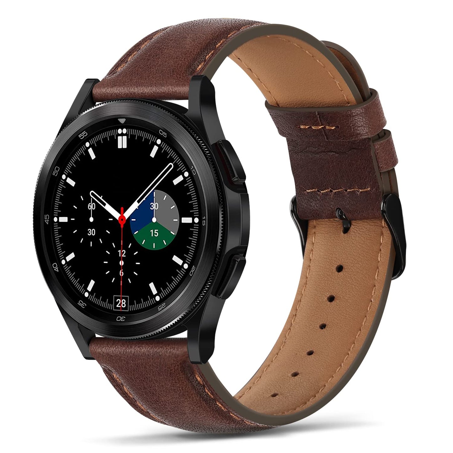 Tasikar Leather Bands Compatible with Samsung Galaxy Watch 47mm 7/6/5/4 Band/Watch 6 Classic 43mm 47mm/Watch 5 Pro Band, Genuine Leather Strap for Galaxy Watch 4 Classic/Watch 3, Dark Brown