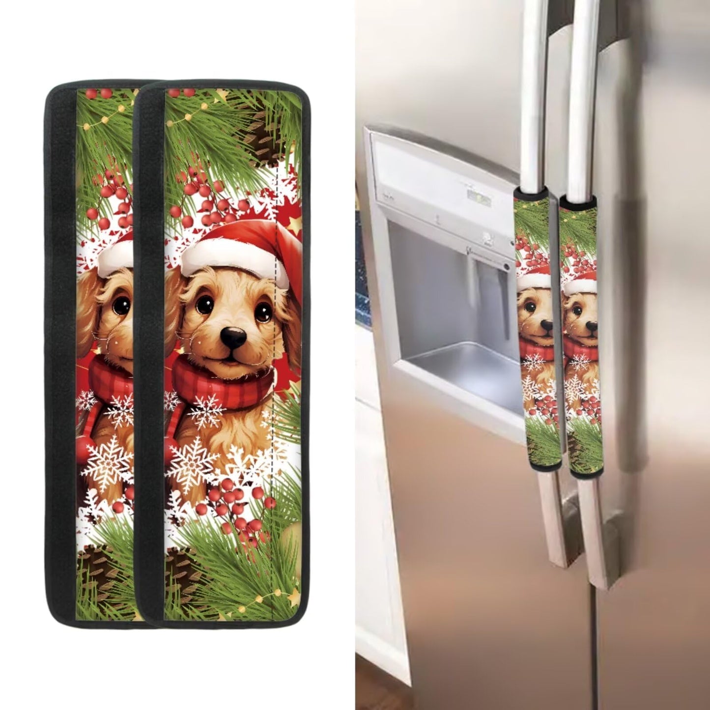 Yatixapu Refrigerator Handle Covers 6PCS, Christmas Dog Kitchen Appliance Handle Covers, Keep Your Fridge Microwave Oven Stove or Dishwasher Clean, Stains Dirty Oils, Kitchen Decor