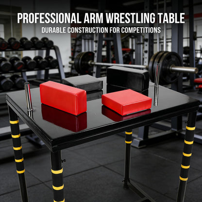 WINTECY Professional Arm Wrestling Table - Adjustable Battle Station with Handles Elbow Pads and Winning Pads, Standard Arm Wrestling Battle Table for Gym, Home or Club Use (Black & Red)