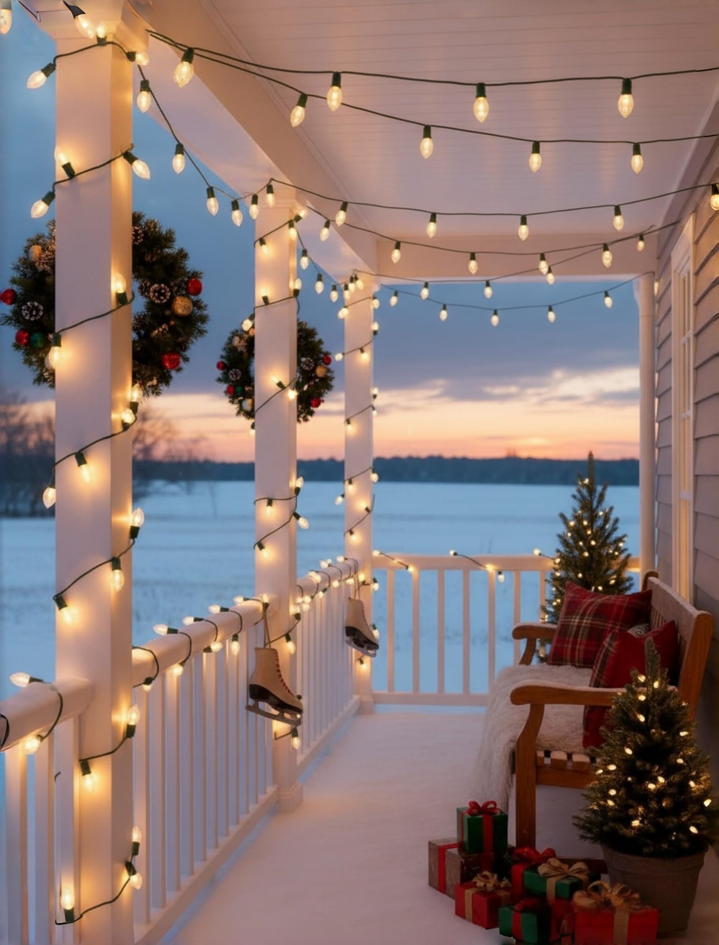 Pallerina C7 Christmas Lights, 25Ft C7 Clear Christmas String Lights with 27 C7 Warm White Bulbs, Vintage Christmas String Lights for Garden, Patio, Backyard, Cafe, Xmas Party, 5 Watt e12 Base