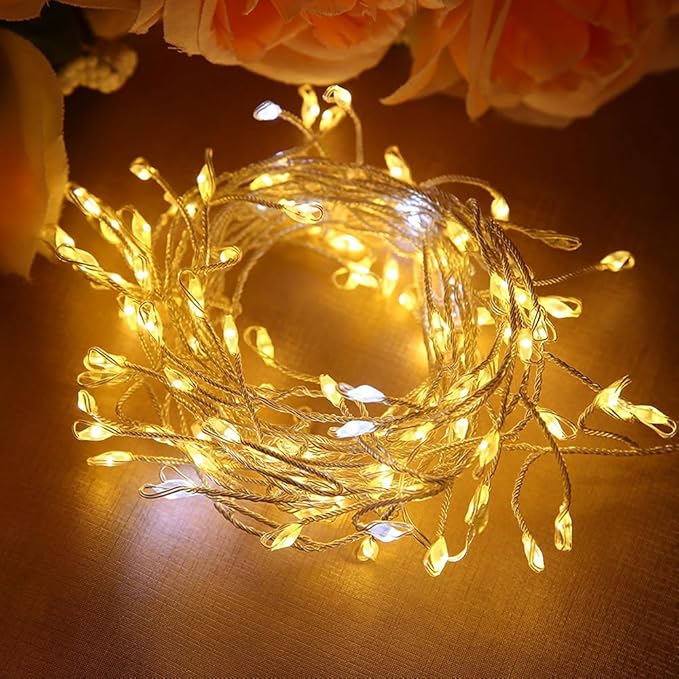 Plug in Firecracker Lights 50FT 500 LED Warm White Copper Wire Indoor Cluster Fairy Lights with Remote Timer for Bedroom, Living Room, Tree, Garden, Porch, Patio, Backyard, Christmas Tree