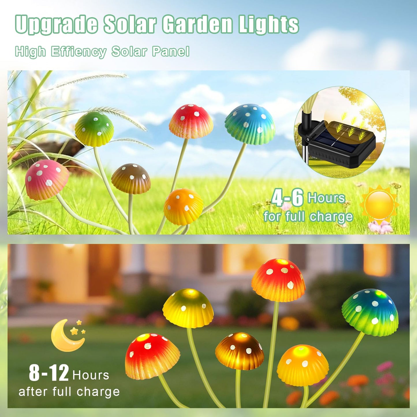 TEDOF Solar Mushroom Garden Lights for Outside,4 Pack 24 LED Solar Swaying Mushroom Lights Waterproof Outdoor Decor for Lawn Porch Patio,Birthday Mothers Day Gifts for Women Mom