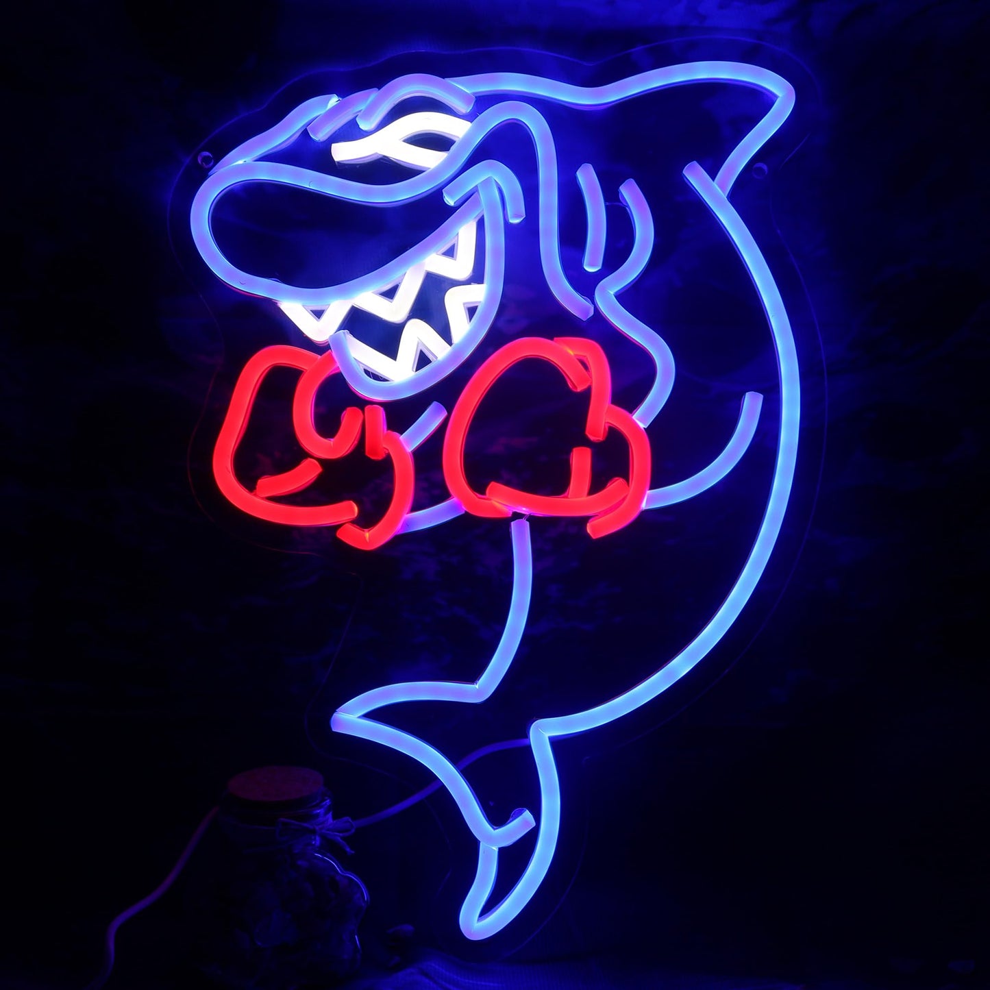 Shark Boxing Neon Sign, Boxer Shark Neon Light for Home gym Decor Fitness Wall Art Decor gifts for men