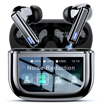 ZIUTY Wireless Earbuds Bluetooth Headphones, ANC/ENC Noise Cancelling, Ear Buds with Multifuntional Touch Screen, 40H Stereo Sound for Sports, IPX7 Clear Calls, 5 EQ for iOS Android(Black)