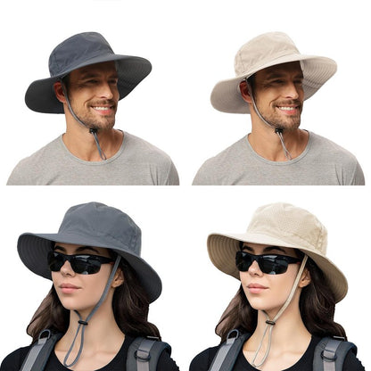 Rosoz Sun Hat for Men Women Cooling Boonie Hats Breathable Wide Brim Fishing Bucket Hat Beach Hat Safari Hiking Garden Summer UV Protection Black