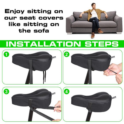 Zacro Bike Seat Cushion - Gel Padded Cover for Men Women Comfort, Extra Soft Exercise Bicycle Compatible with Peloton, Stationary or Cruiser Seats