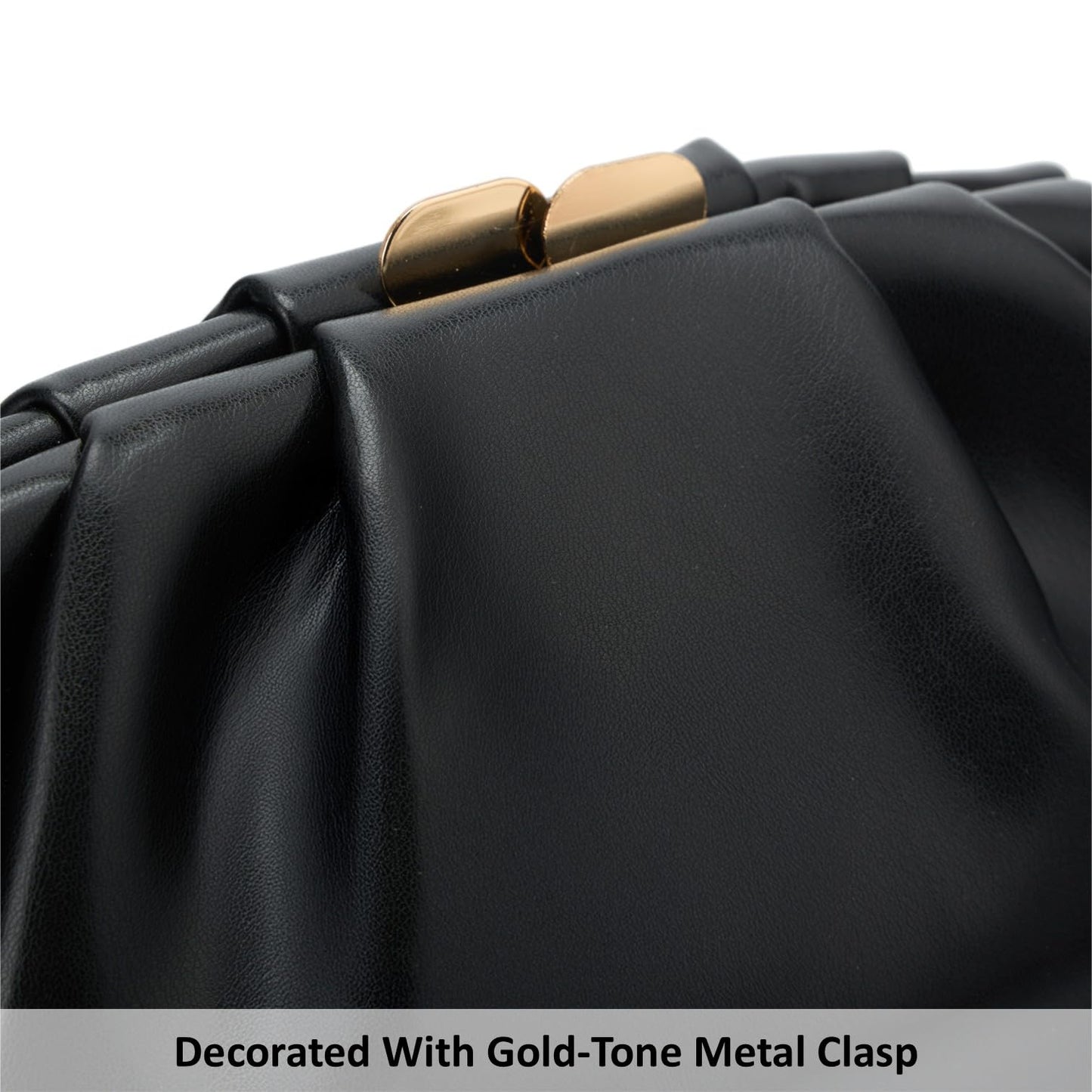 DETARA Vegan Leather Clutch Purse for Women Formal Soft Pleated PU Clutch Elegant Evening Bag Wedding Party and Prom (Black 933)