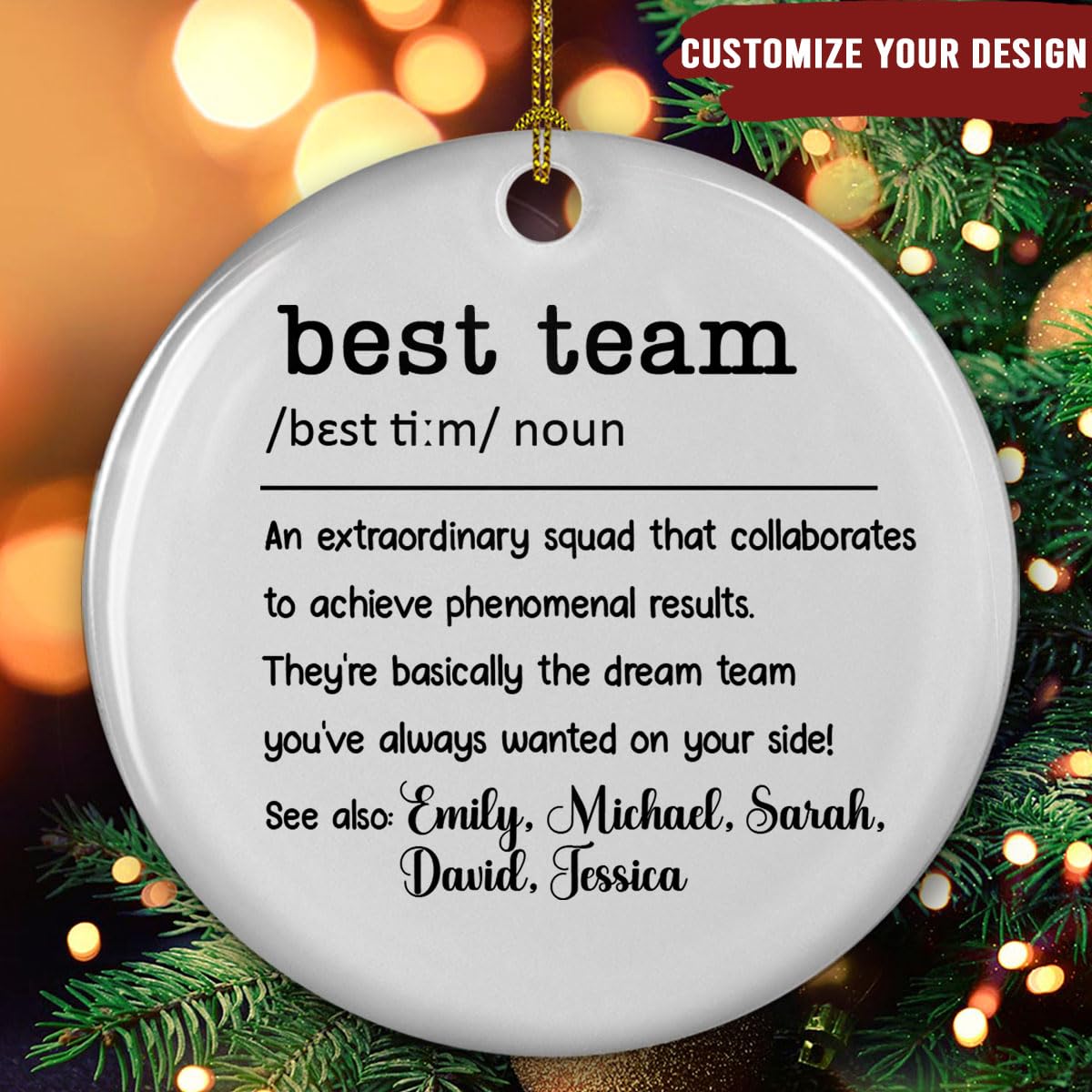 Wrappiness We are Teammates Personalized Ceramic Ornament - Custom Teamwork Ornament for Coworkers, Boss, Employees, Family - Inspirational Office Tree Decor, Holiday Keepsake
