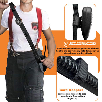 Levowin 2 Pack Firefighter Radio Strap and Holder with Sway Strap Bundle Set, Adjustment Ability and Mic Holder, Holds Walkie Talkie Radio Securely, Light Weight, for Fire EMT Paramedics