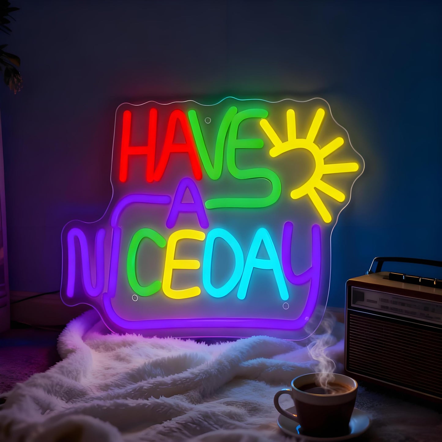 Neonawall Have A Nice Day Neon Sign for Wall Decor Light Up Letters Led Sign Birthday Party Gifts Led Decorative Night Signs Motivational Room Decorations Supplies Gift for Friend Home Bedroom Dorm