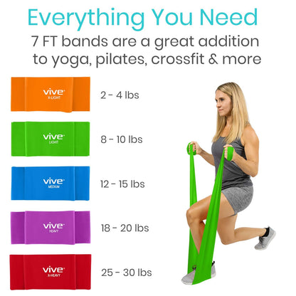 Vive Resistance Bands for Working Out (5 Pack) - Exercise & Workout Resistance Kit - Stretch, Elastic Loop Bands for Physical Therapy, Pilates, Yoga & Gym, for Men & Women (Flat)