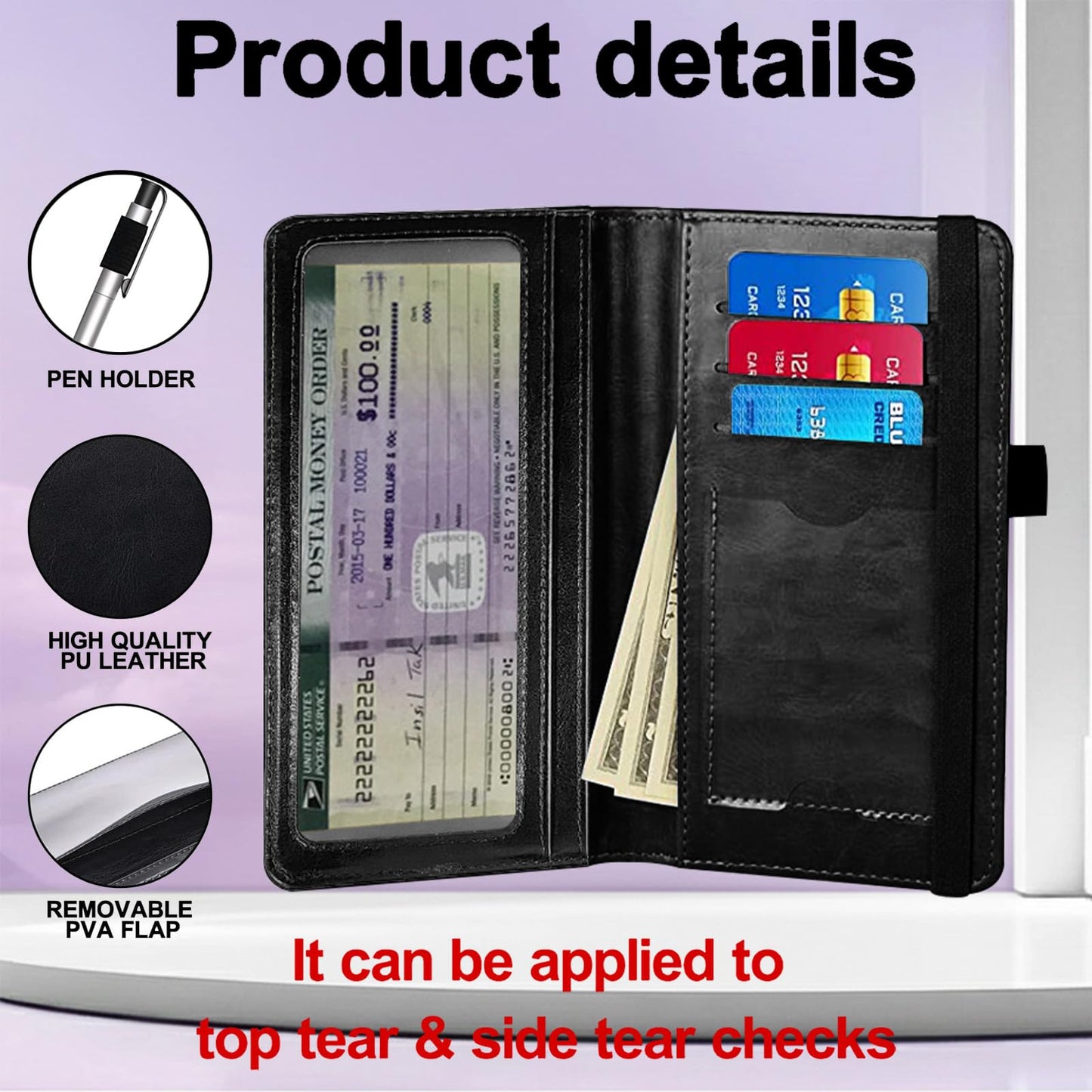AIRWEE RFID Blocking Checkbook Cover for Women & Men, Premium PU Leather Print Wallet for Duplicate Checks, Slim Organizer with Pen Holder, Credit Card Slots & Register Compartment, Ice Dragon